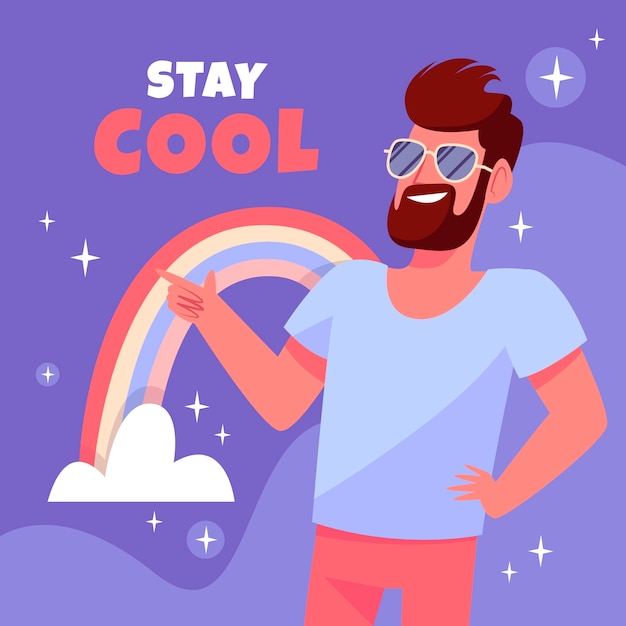 Vector cute positive vibes illustration