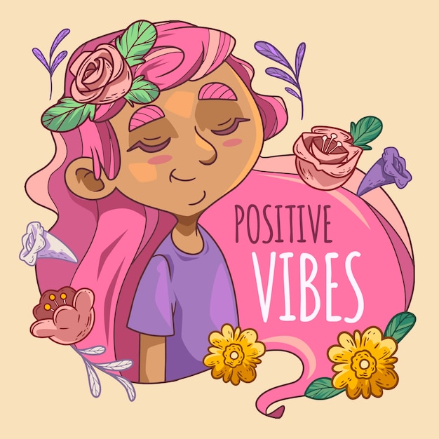 Vettore simpatica illustrazione delle vibrazioni positive