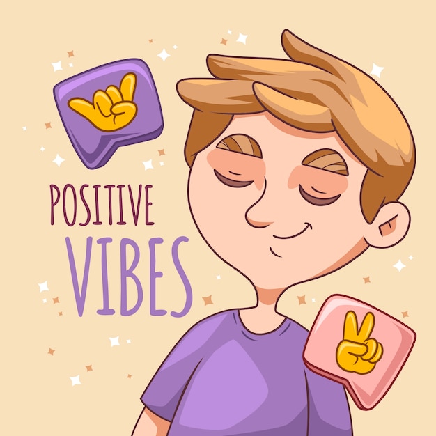 Cute positive vibes illustration