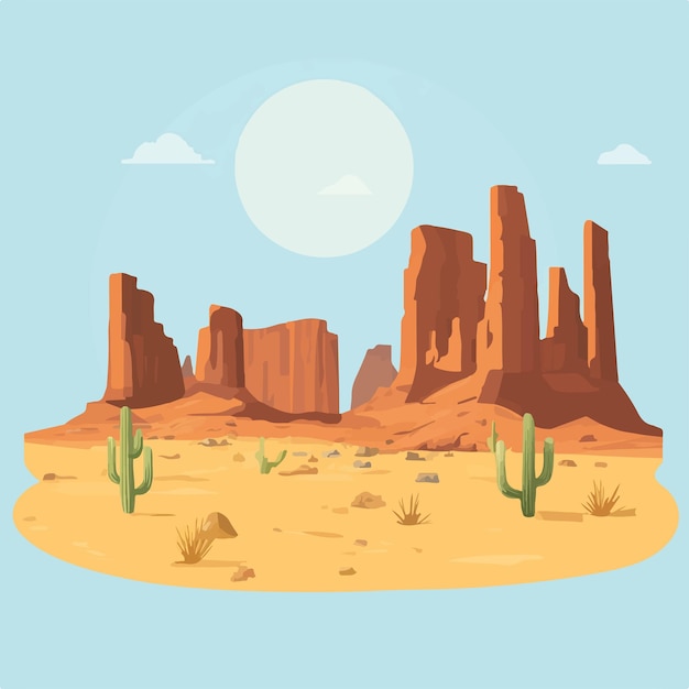 cute postapocalyptic desert landscape illustration vector illustration