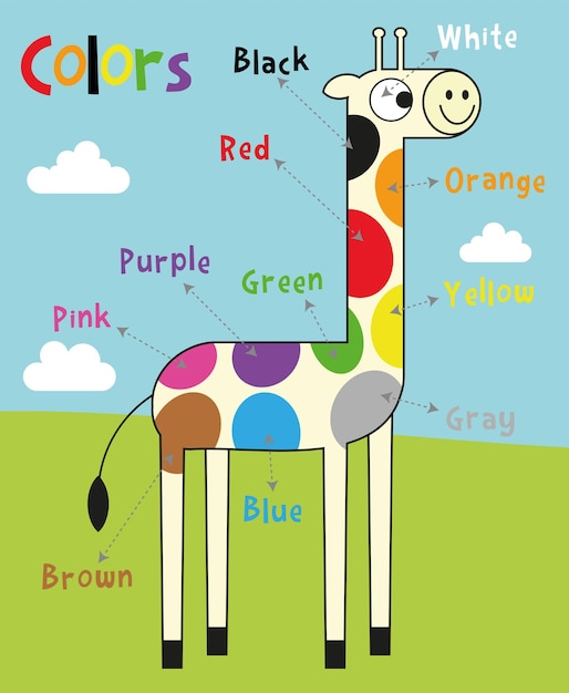 Simpatico poster per giraffe e macchie colorate sui colori