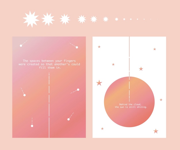 Cute posters in minimalist style, cover with pastel colorful geometric shapes and liquid color.