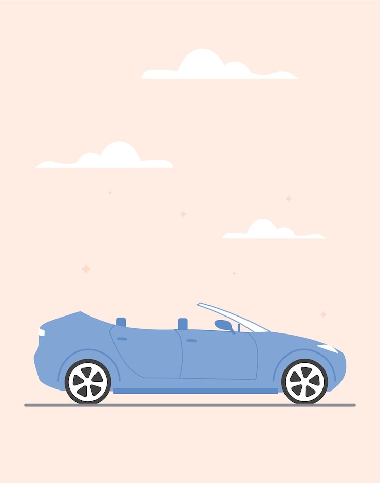Vector 車のカラフルなピンクのバナーと車両の道路と雲のデザイン要素を迎えるための可愛いポスター