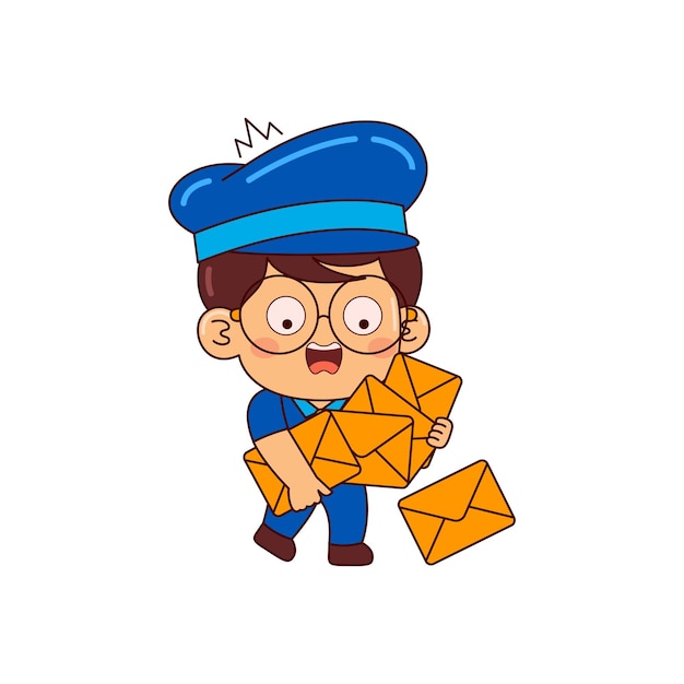 Vector cute postman boy cartoon character