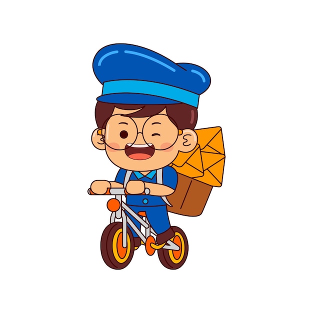 Vector cute postman boy cartoon character