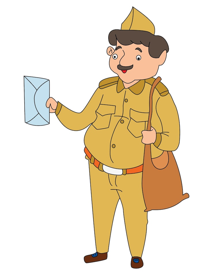 वेक्टर cute postman delivering letters