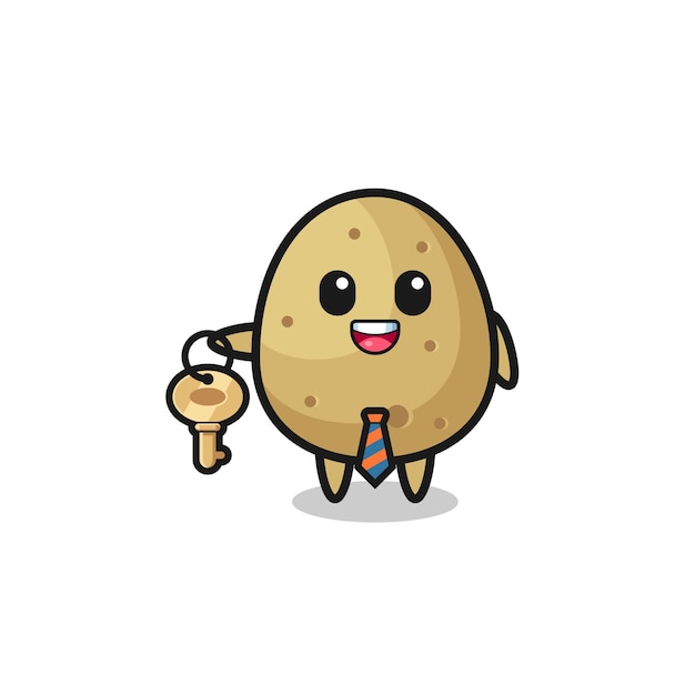 Cute potato as a real estate agent mascot