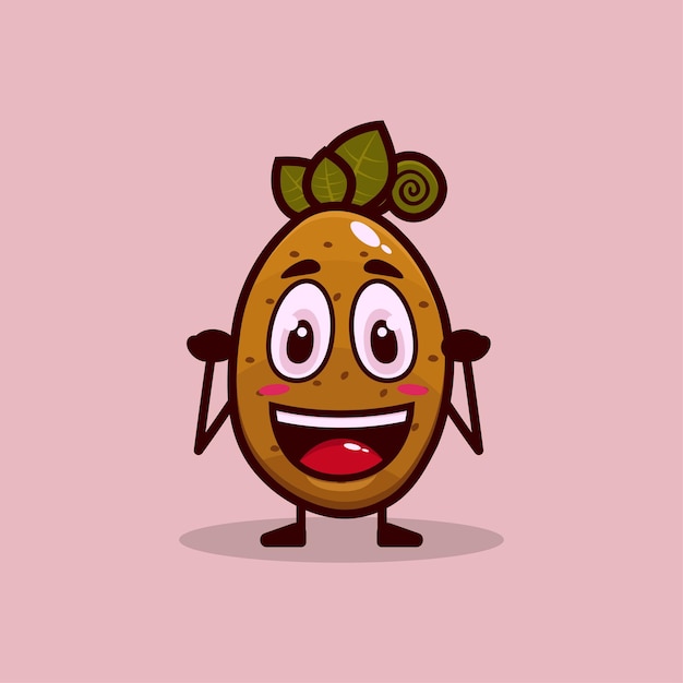 Vector cute potato cartoon character isolated on cream background