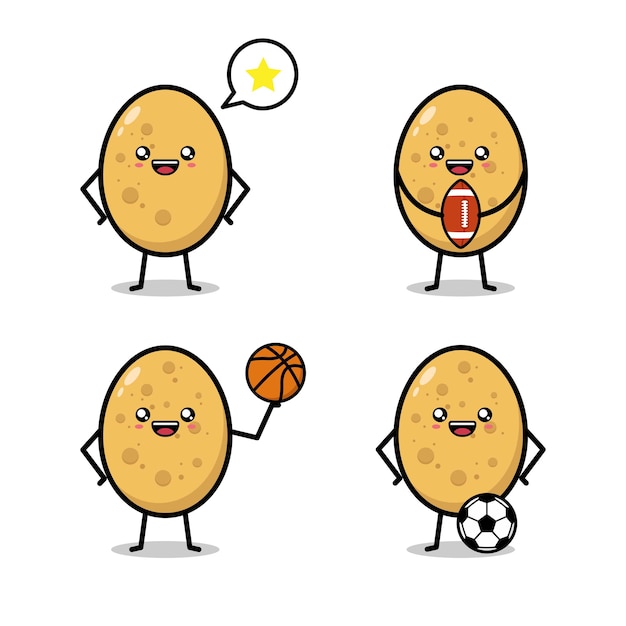 Vector cute potato cartoon character