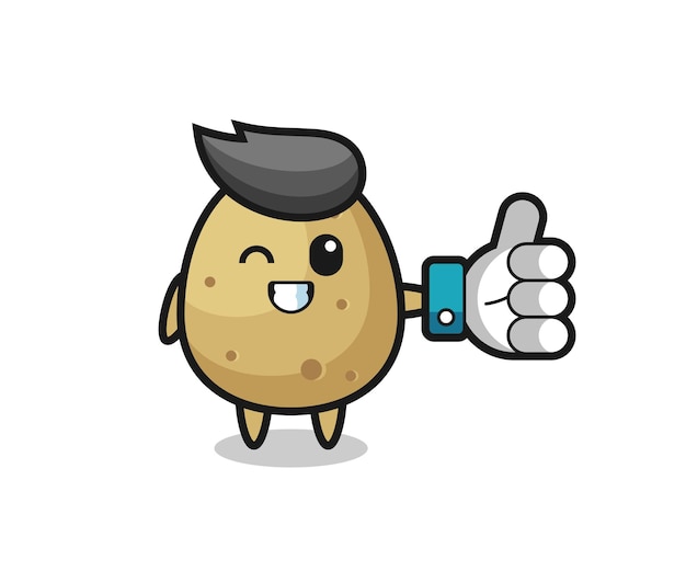 Симпатичный картофель с символом больших пальцев в социальных сетях, милый стильный дизайн для футболки, наклейки, элемента логотипа