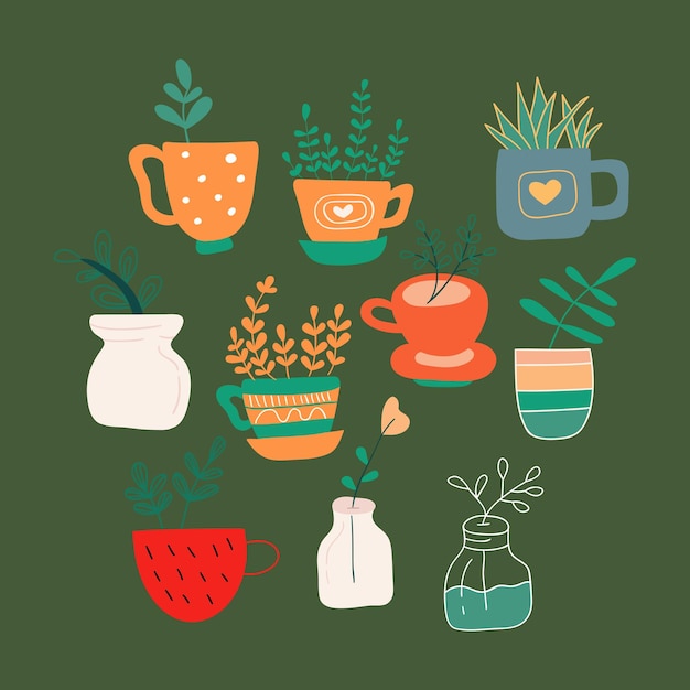 cute potted plants collection