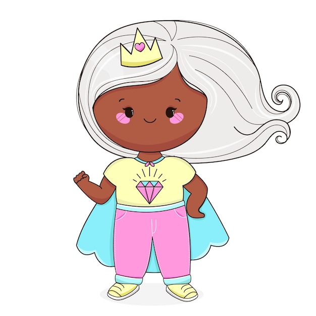 Cute power girl princess cartoon Happy womens day