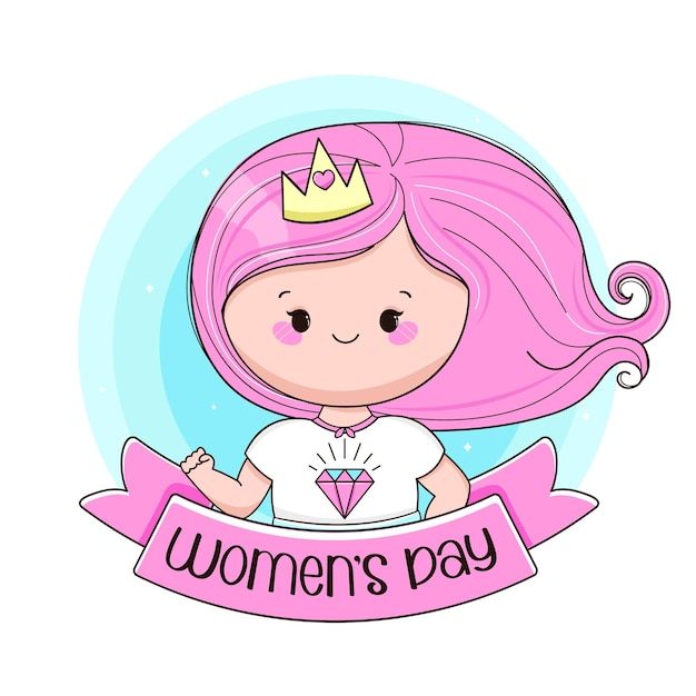 Vector cute power girl vector illustration happy womens day