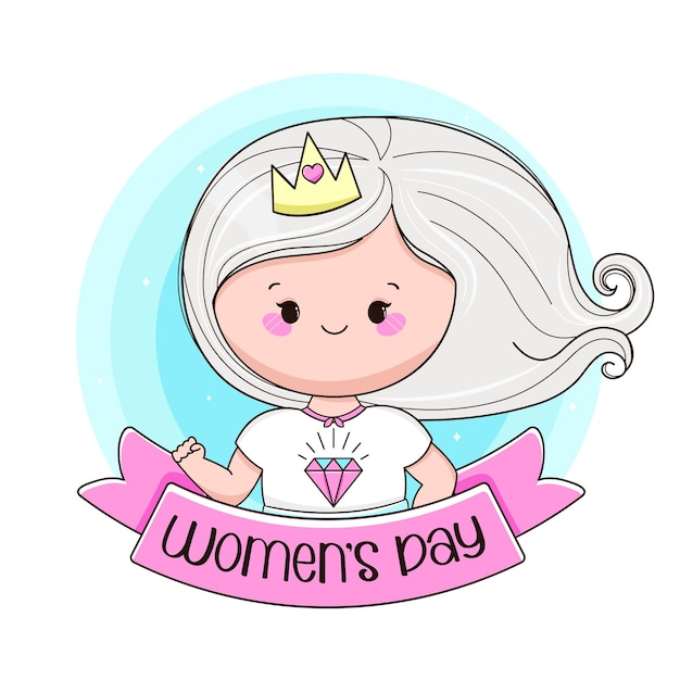 Cute power girl Vector Illustration Happy womens day