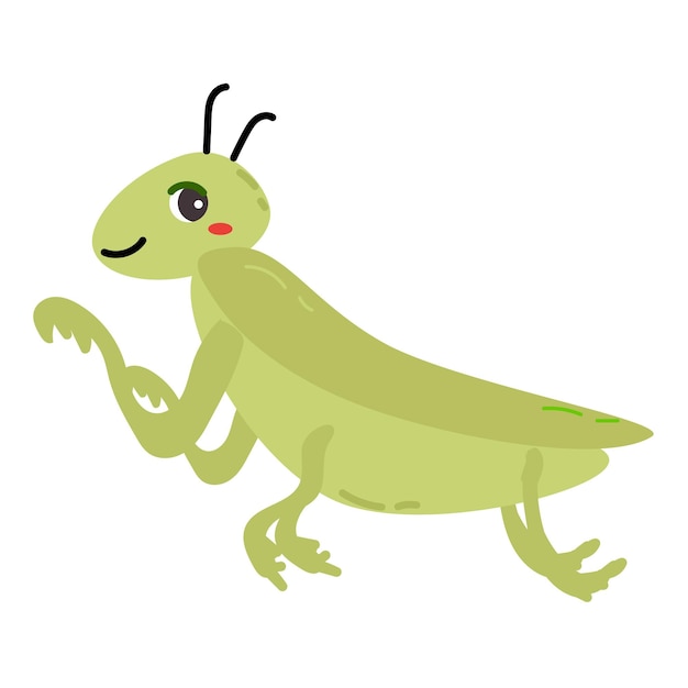 Vector cute praing mantis cartoon character of animals vector illustration isolated cute childish design of