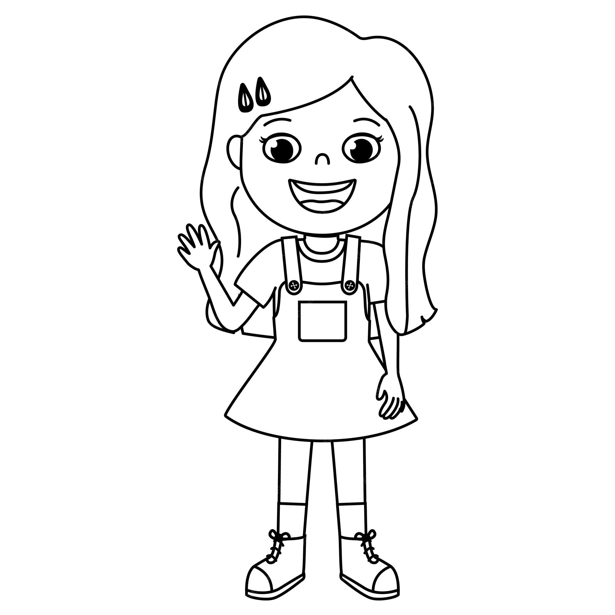 Premium Vector Cute Preschool Little Girl Character Coloring premium-vector-cute-preschool-little-girl-character-coloring