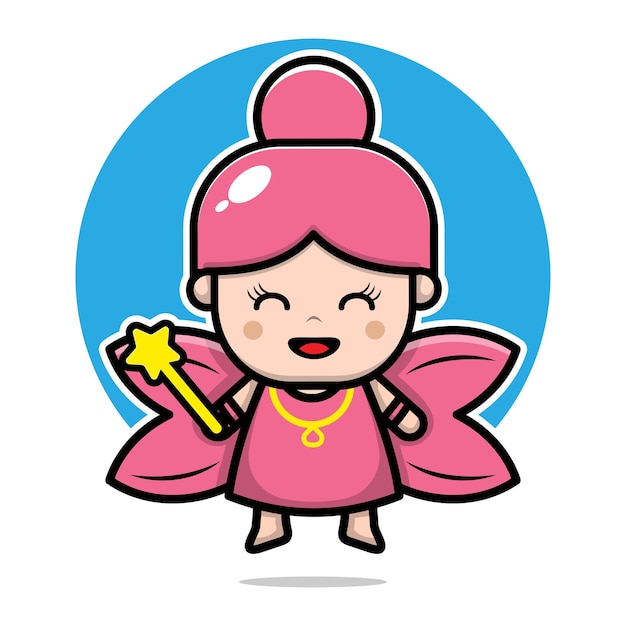 Cute pretty fairy character design cartoon illustration