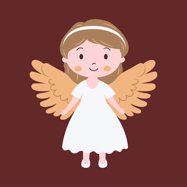 cute pretty winged little girl fairy angel cartoon character in heaven sky