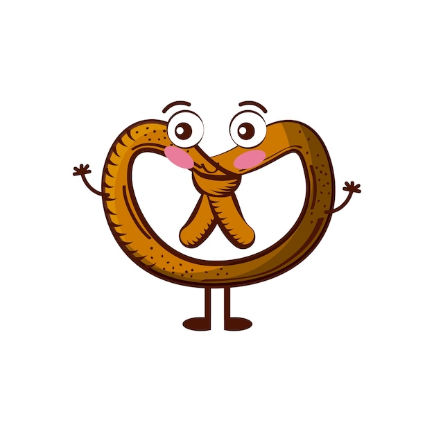 cute pretzel cartoon icon 