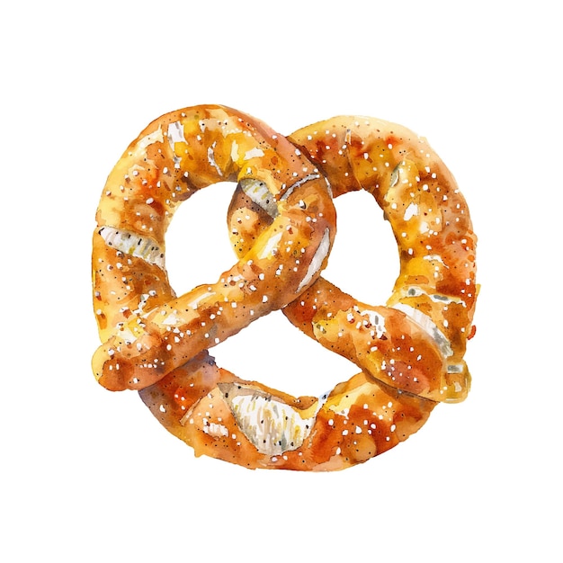 Vettore carina illustrazione vettoriale di pretzel in stile acquerello