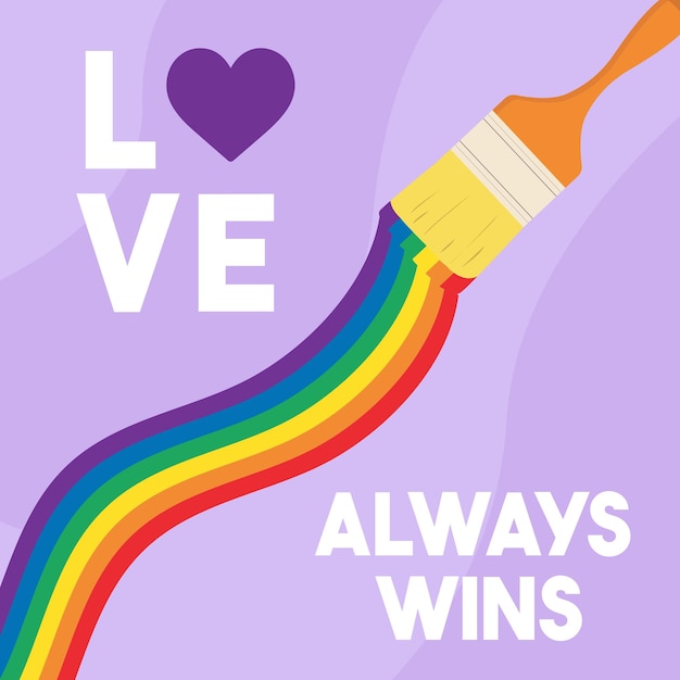 cute pride month greeting card lgbtq rainbow flag love always wins
