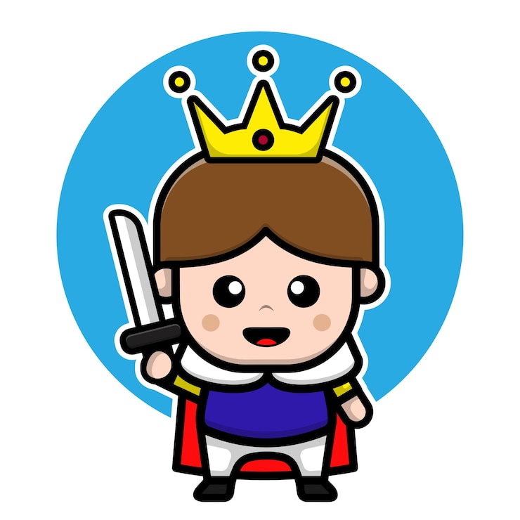 Vector 칼 만화 캐릭터 일러스트 왕국 벡터 개념으로 귀여운 왕자