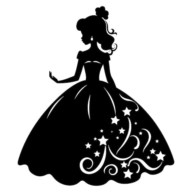 Cute princess black silhouette