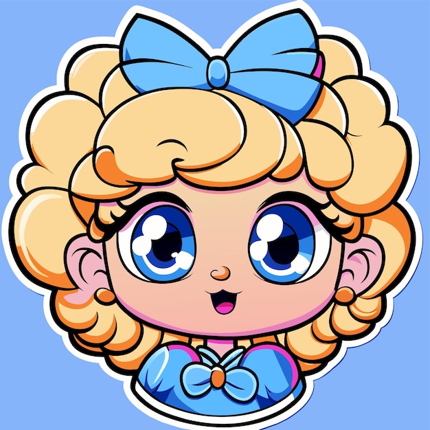 Cute princess chibi girl hand drawn cartoon sticker icon concept isolated illustration