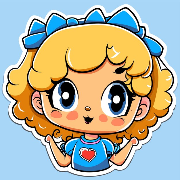 Cute princess chibi girl hand drawn cartoon sticker icon concept isolated illustration