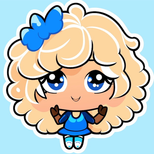 Cute princess chibi girl hand drawn cartoon sticker icon concept isolated illustration