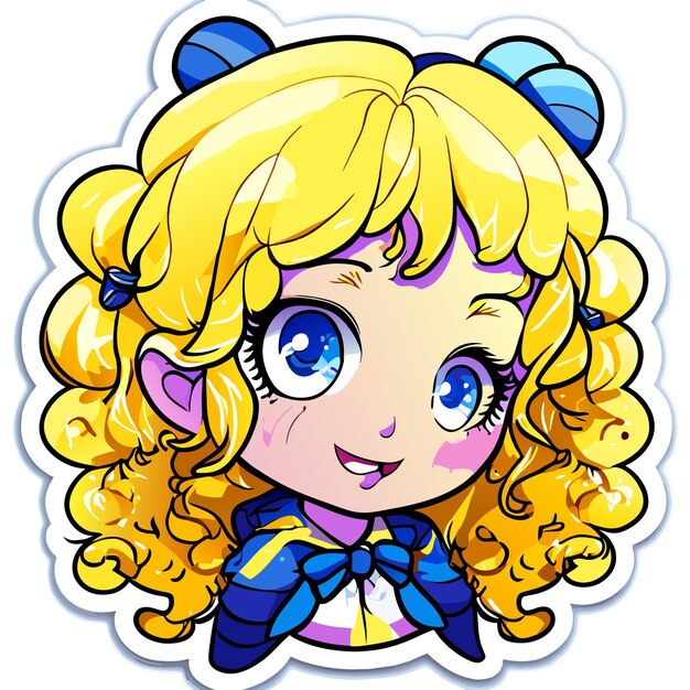 Cute princess chibi girl hand drawn cartoon sticker icon concept isolated illustration