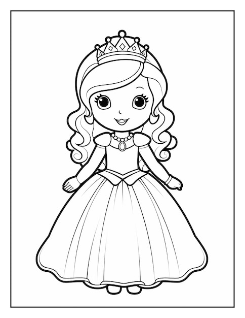 Vector cute princess coloring pages for kids vector file