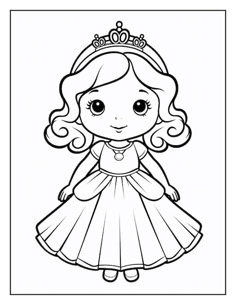 Vector cute princess coloring pages for kids vector file