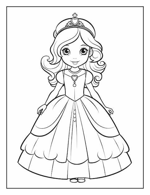 Vector cute princess coloring pages for kids vector file