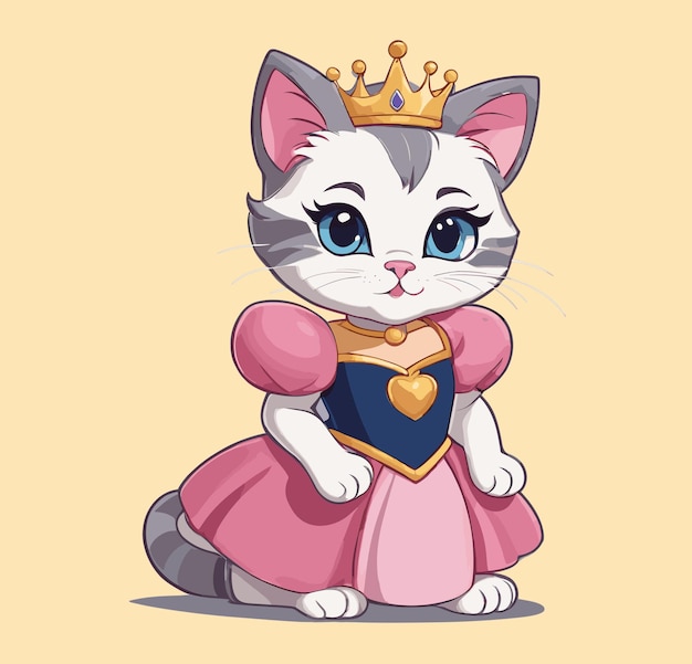 Vector cute princess kitten