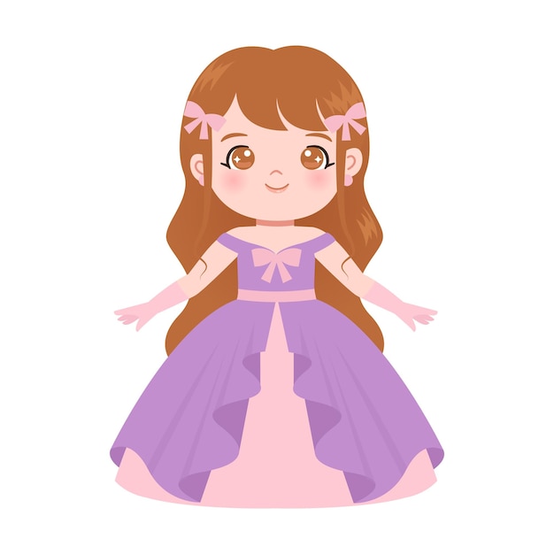 Vector cute princess in pretty dress clipart