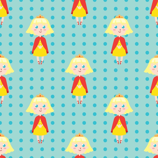 Cute princess seamless pattern