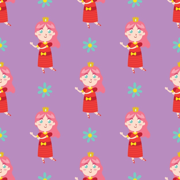 Cute princess seamless pattern