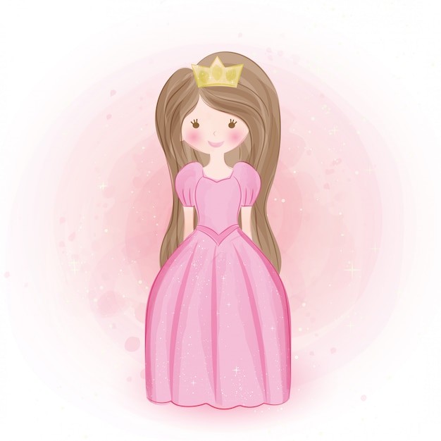 Cute princess in water color style.