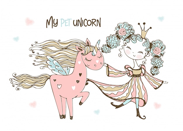 Cute Princess with her fabulous pink unicorn.