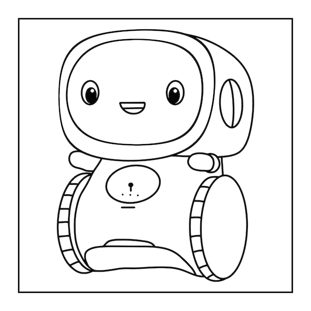 Vector cute printable robot coloring pages for kids