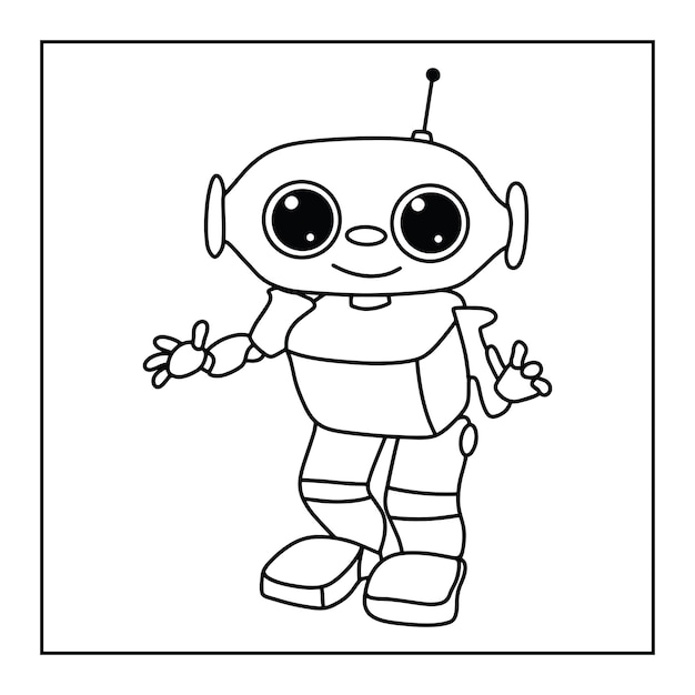 Vector cute printable robot coloring pages for kids