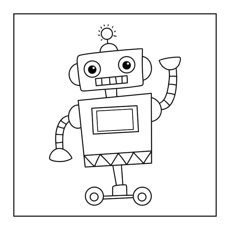 Vector cute printable robot coloring pages for kids