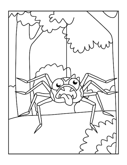아이들을 위한 귀여운 인쇄용 거미 색칠 공부 페이지