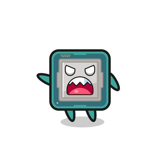 Cute processor cartoon in a very angry pose , cute style design for t shirt, sticker, logo element