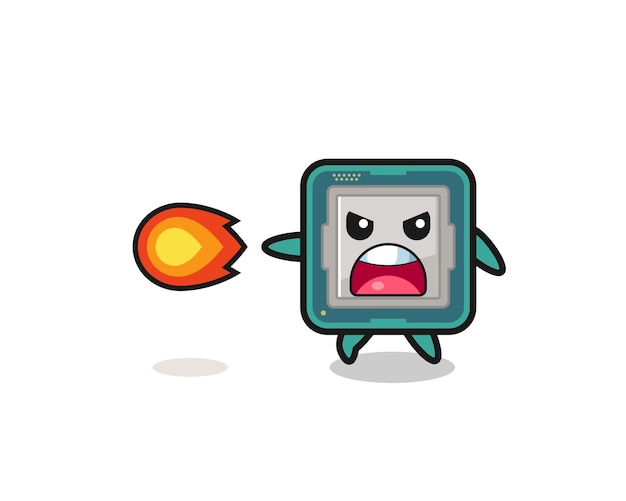 Cute processor mascot is shooting fire power cute design