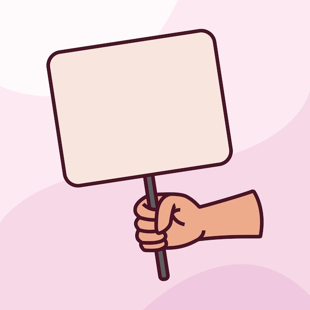 Cute protest banner cartoon vector icon illustration logo mascot hand drawn concept trandy cartoon