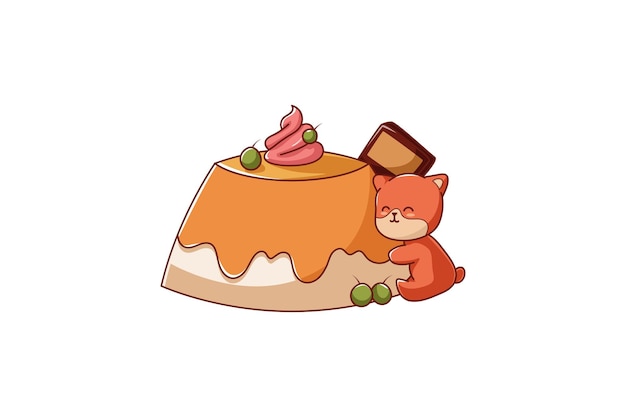 Cute Pudding Character Design Illustration