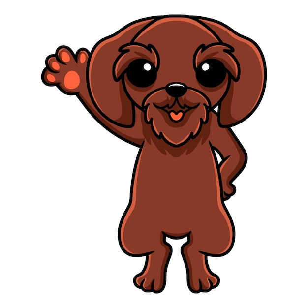 Милый мультфильм о собаке-пудельпойнтере машет рукой