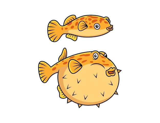 Милый мультфильм рыбы фугу